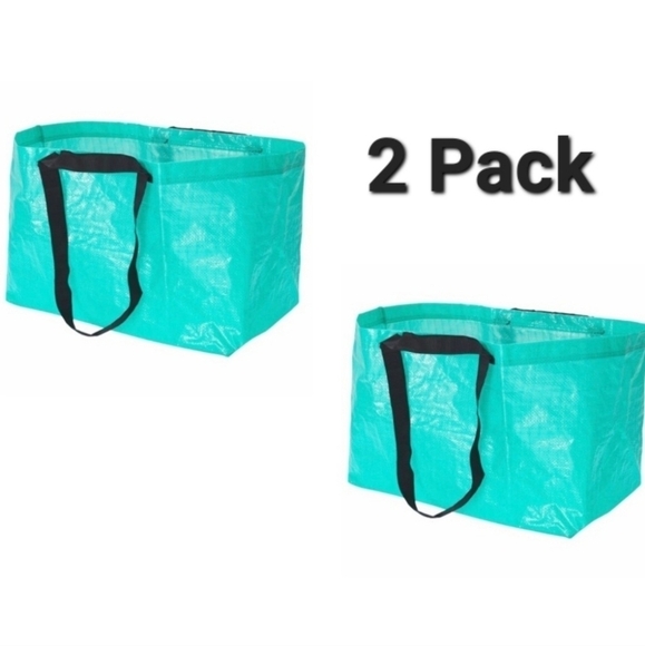 Ikea SLUKIS Shopping bag Large Turquoise 2 pack Bundle - Picture 1 of 5